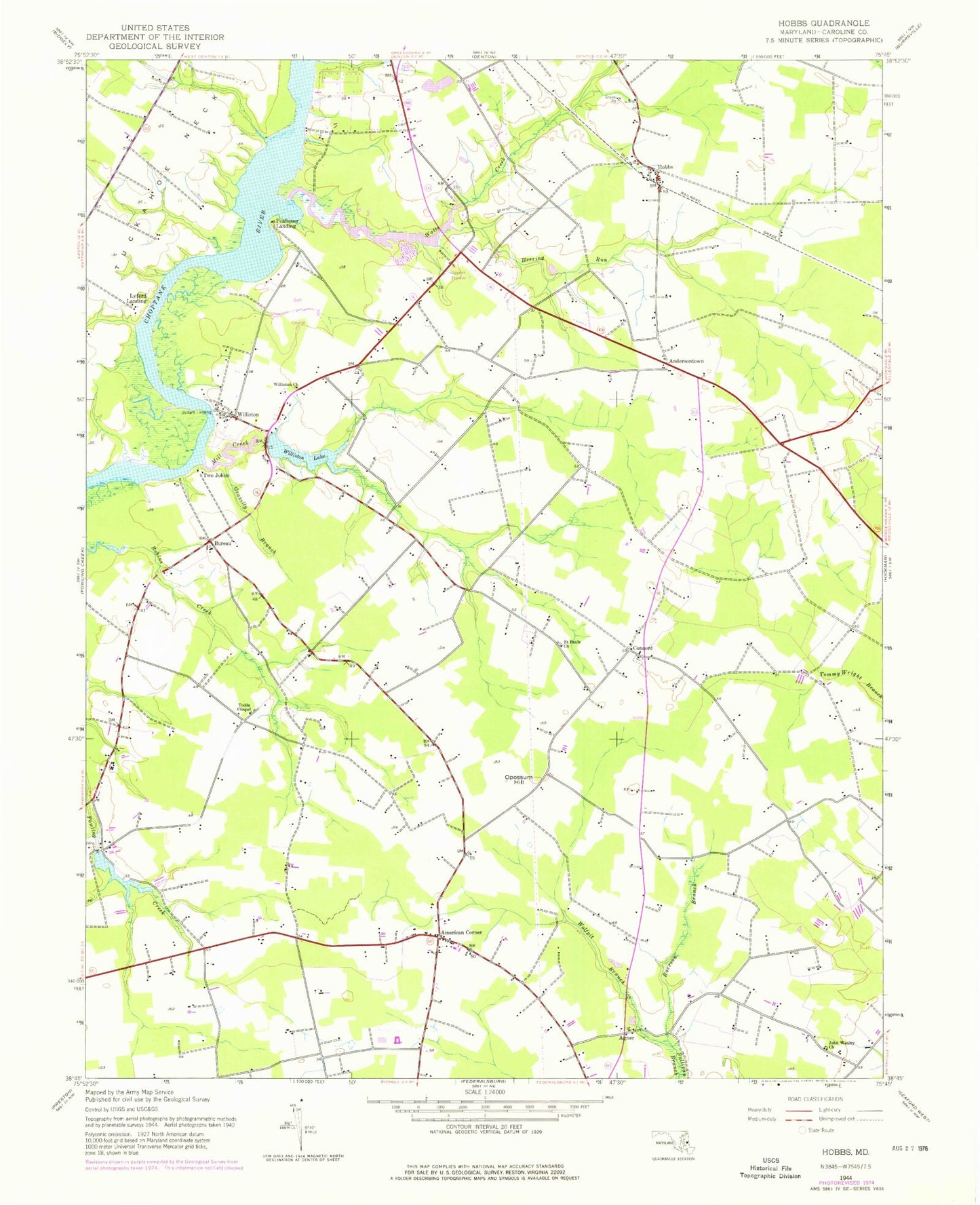 Classic USGS Hobbs Maryland 7.5'x7.5' Topo Map Image