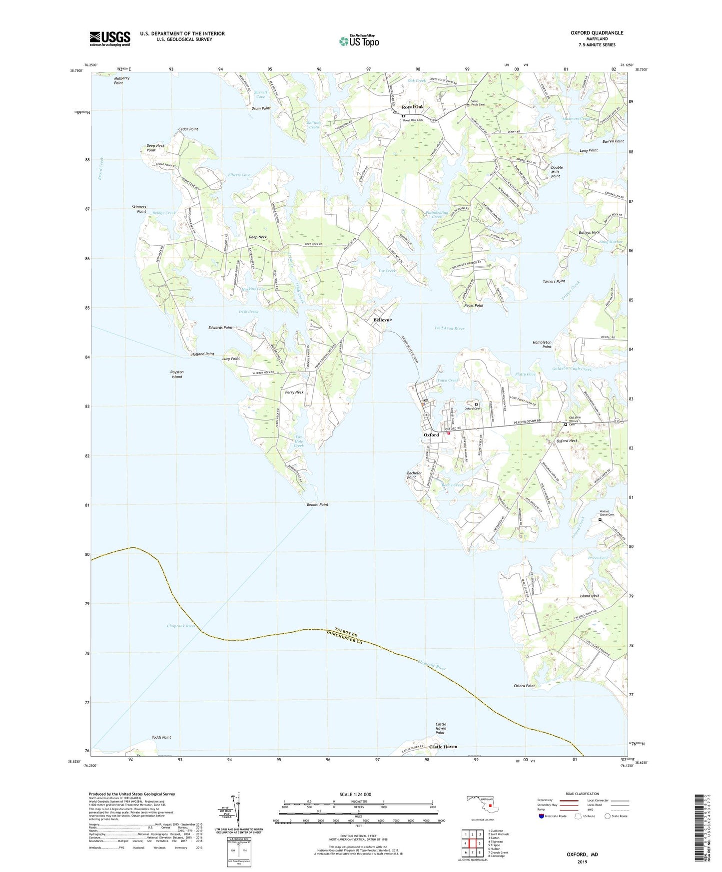 Oxford Maryland US Topo Map Image