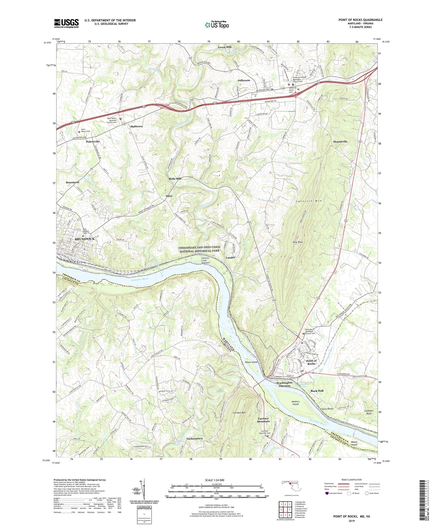 Point of Rocks Maryland US Topo Map Image
