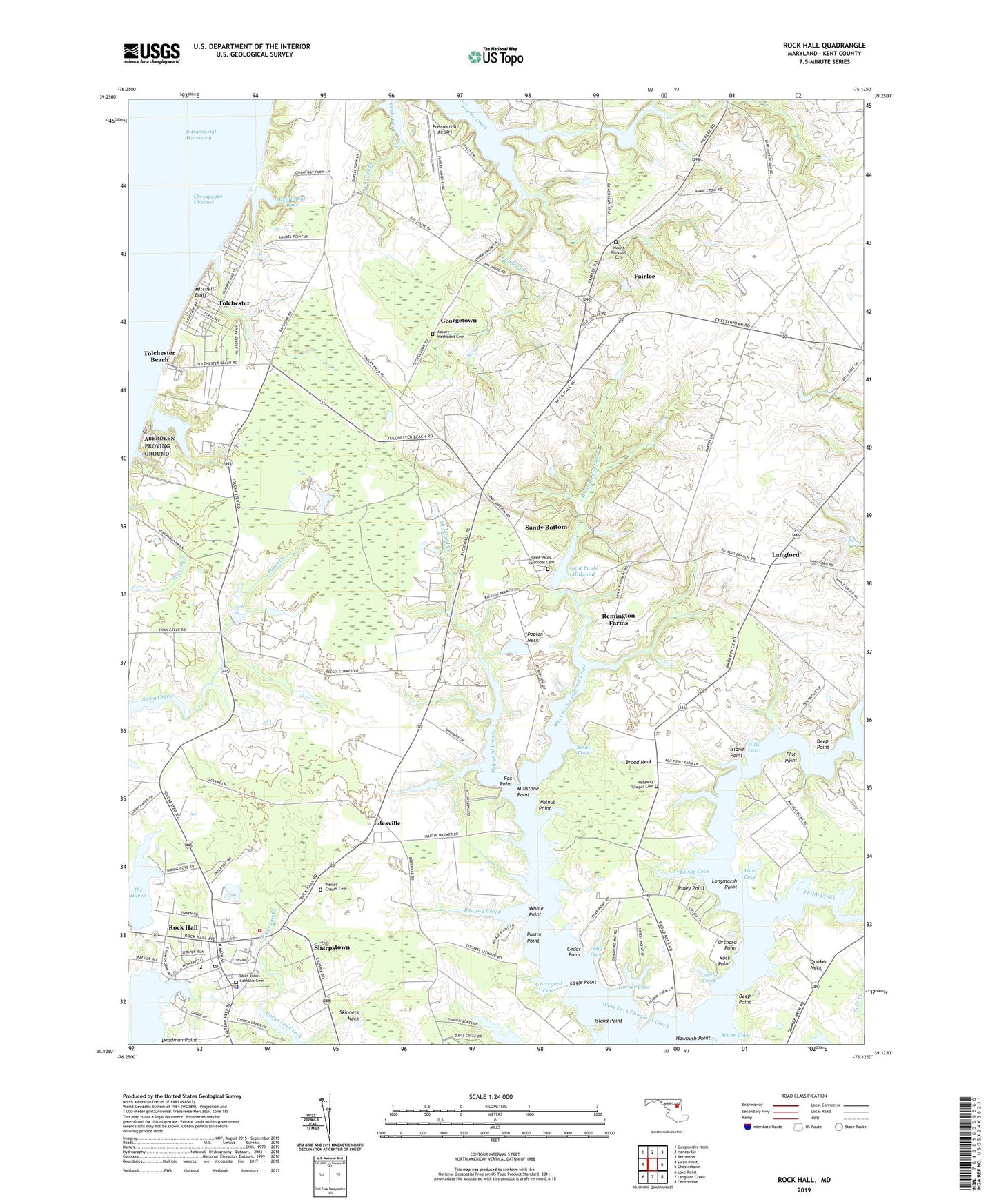Rock Hall Maryland US Topo Map Image