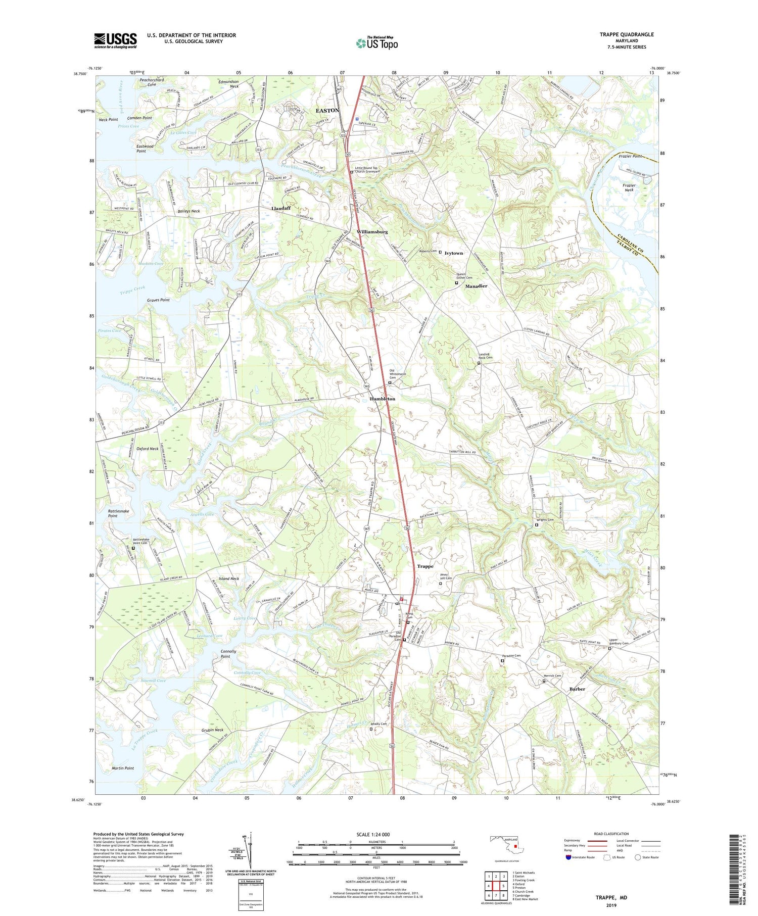 Trappe Maryland US Topo Map Image