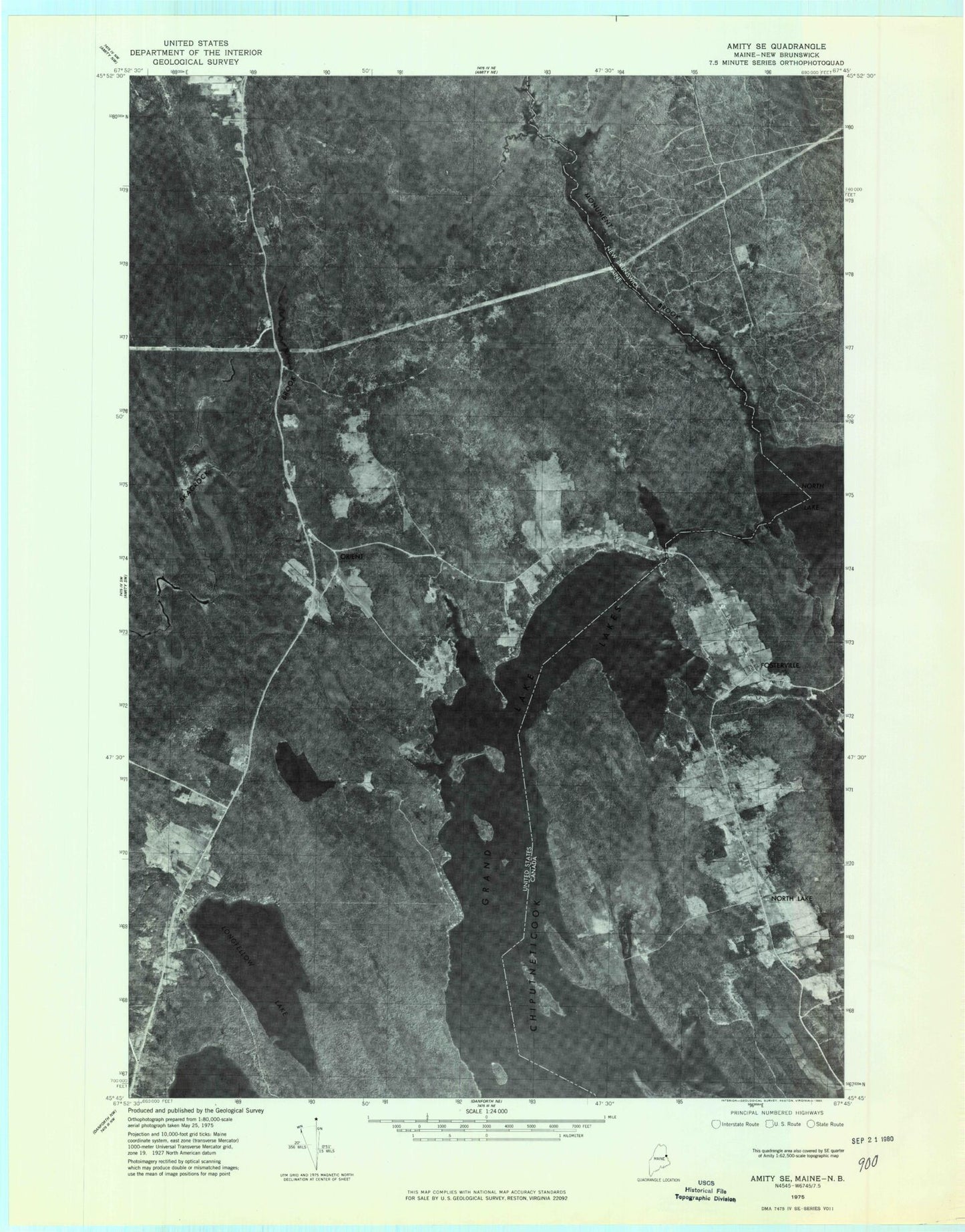 Classic USGS Orient Maine 7.5'x7.5' Topo Map Image