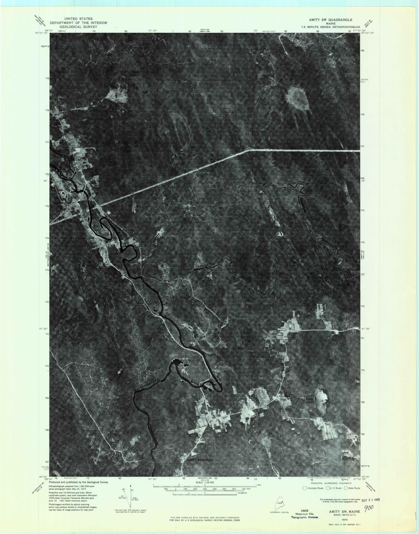 Classic USGS Haynesville Maine 7.5'x7.5' Topo Map Image