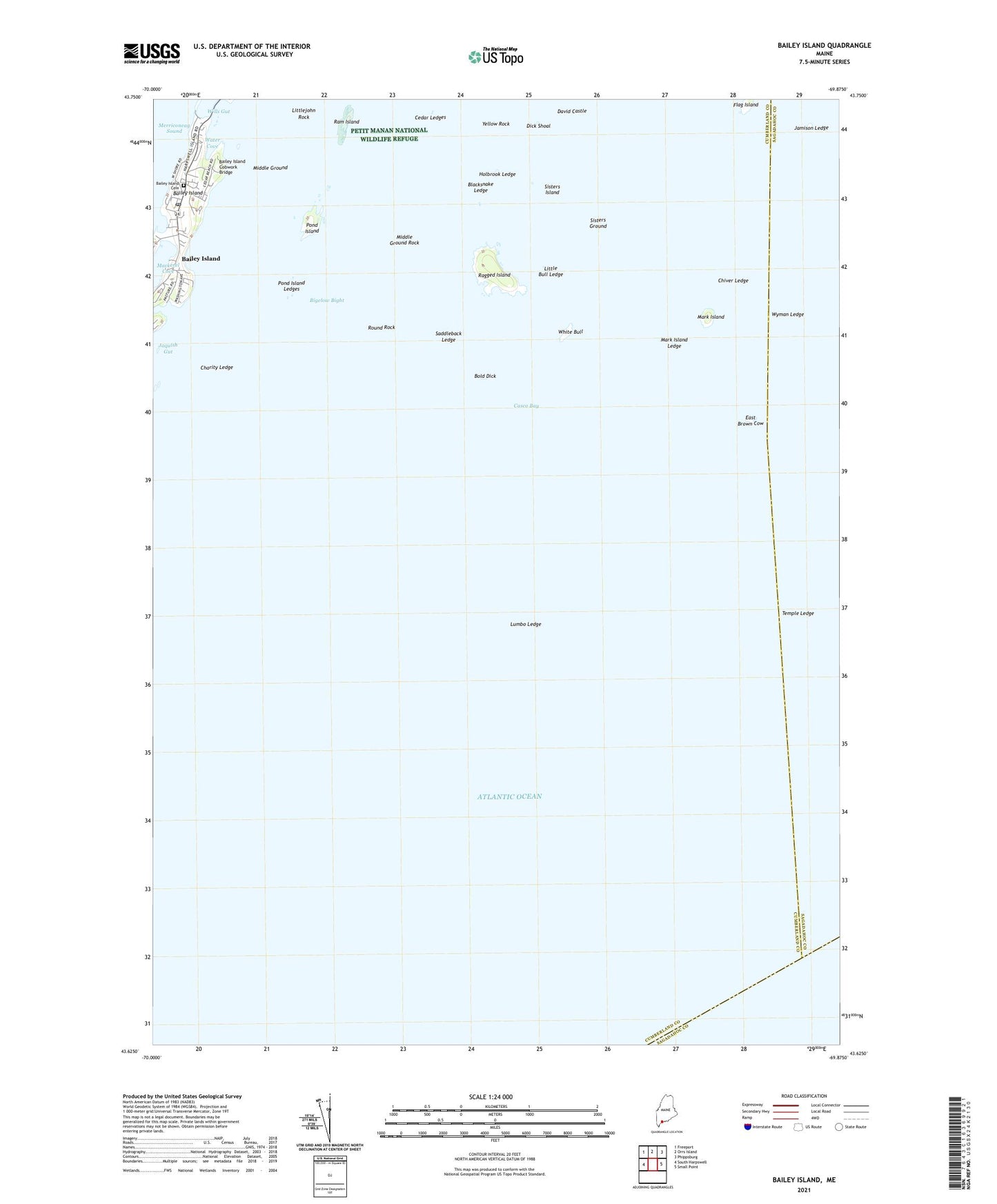 Bailey Island Maine US Topo Map Image
