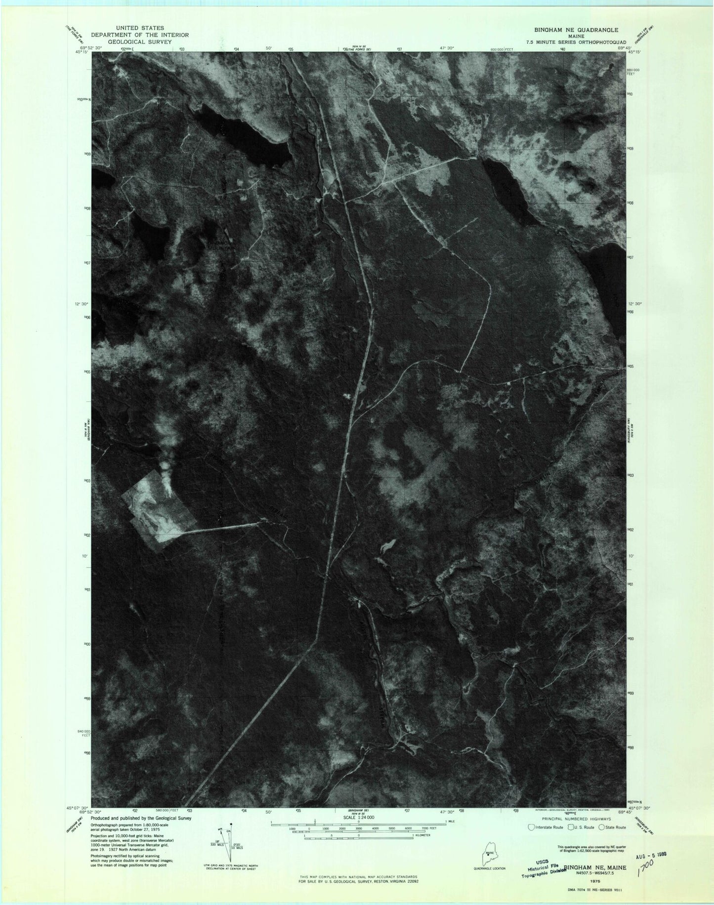 Classic USGS Dimmick Mountain Maine 7.5'x7.5' Topo Map Image