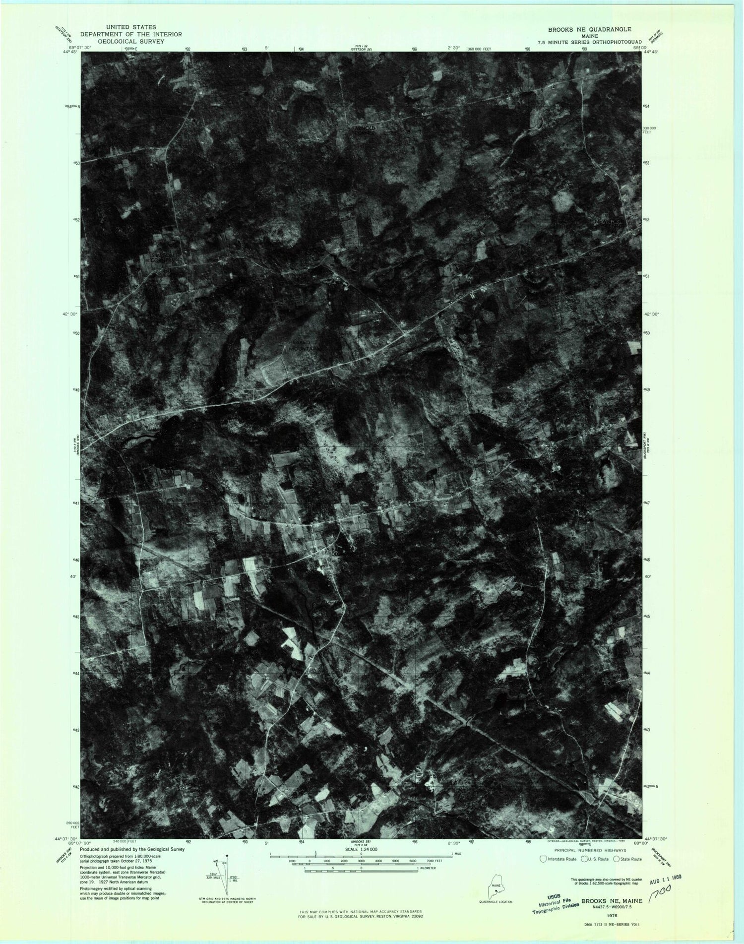 Classic USGS East Dixmont Maine 7.5'x7.5' Topo Map Image