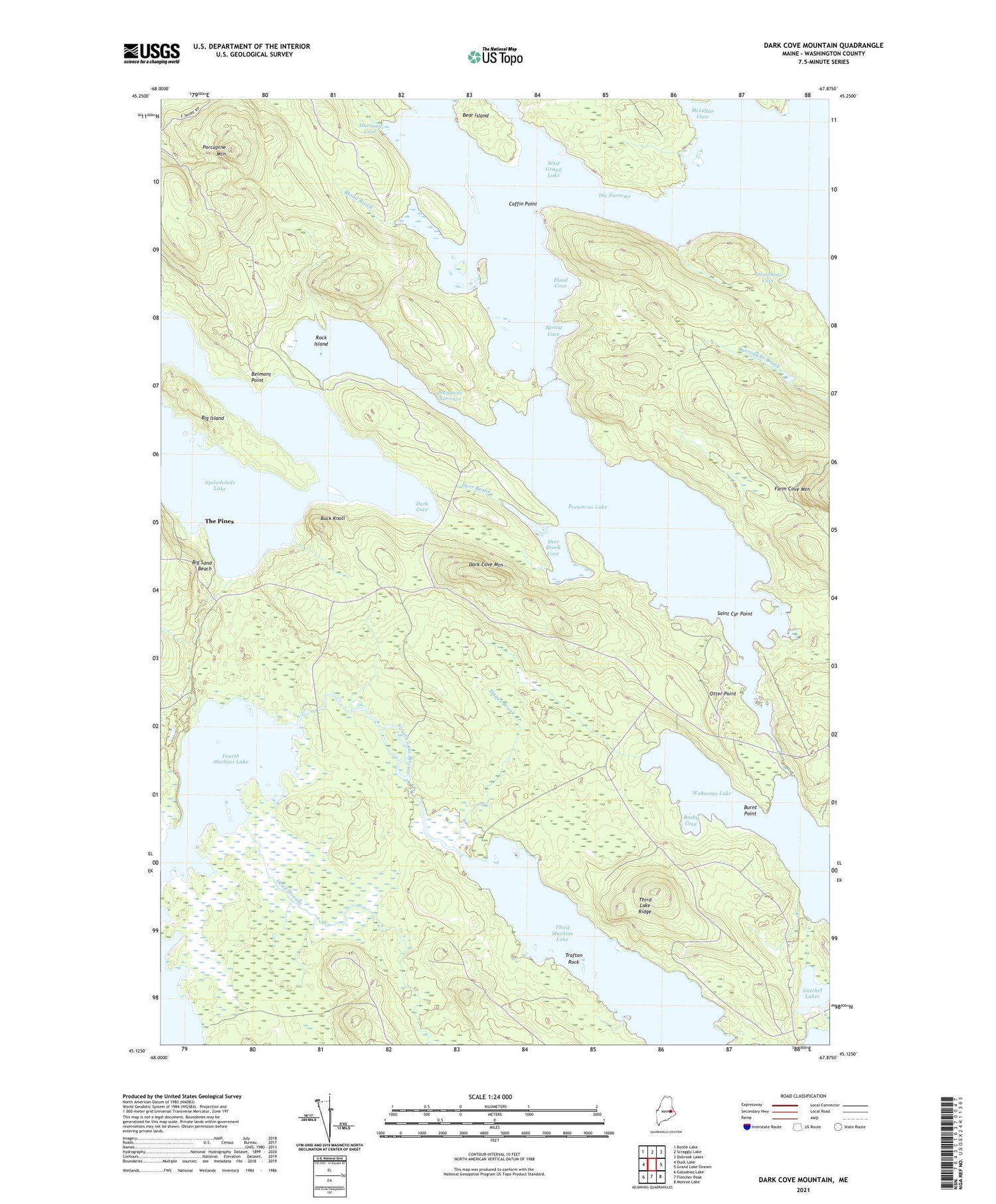 Dark Cove Mountain Maine US Topo Map Image