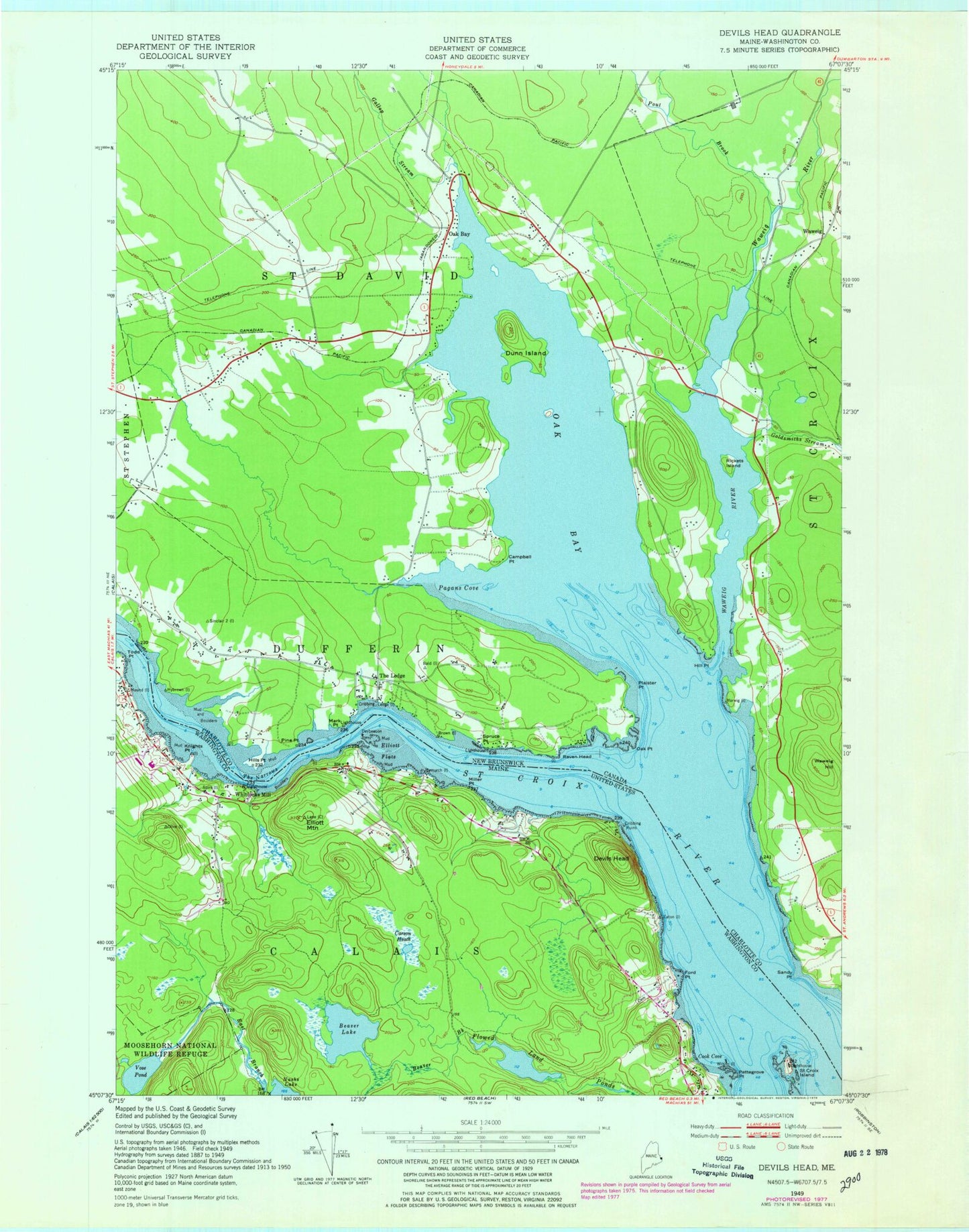 Classic USGS Devils Head Maine 7.5'x7.5' Topo Map Image