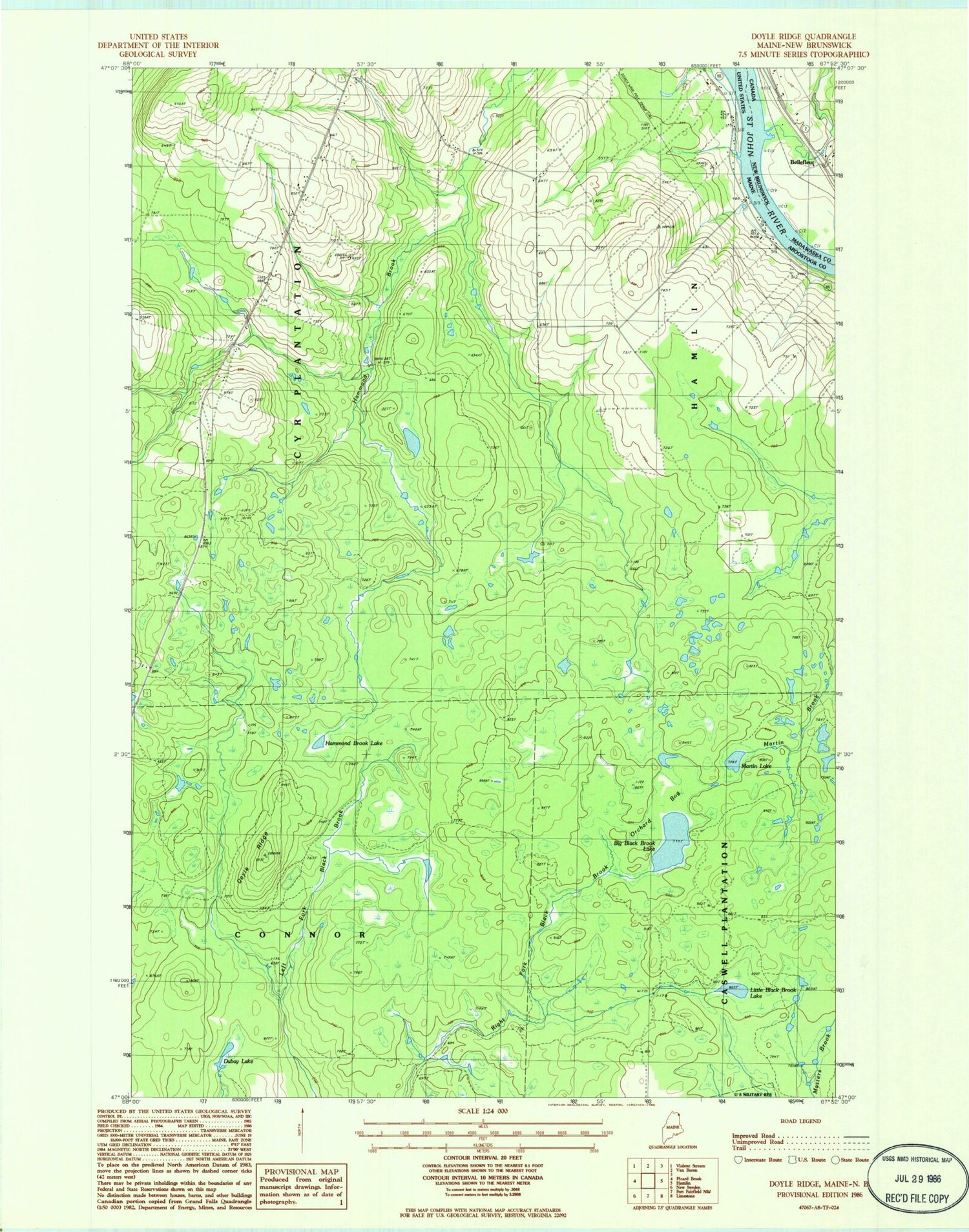 Classic USGS Doyle Ridge Maine 7.5'x7.5' Topo Map Image
