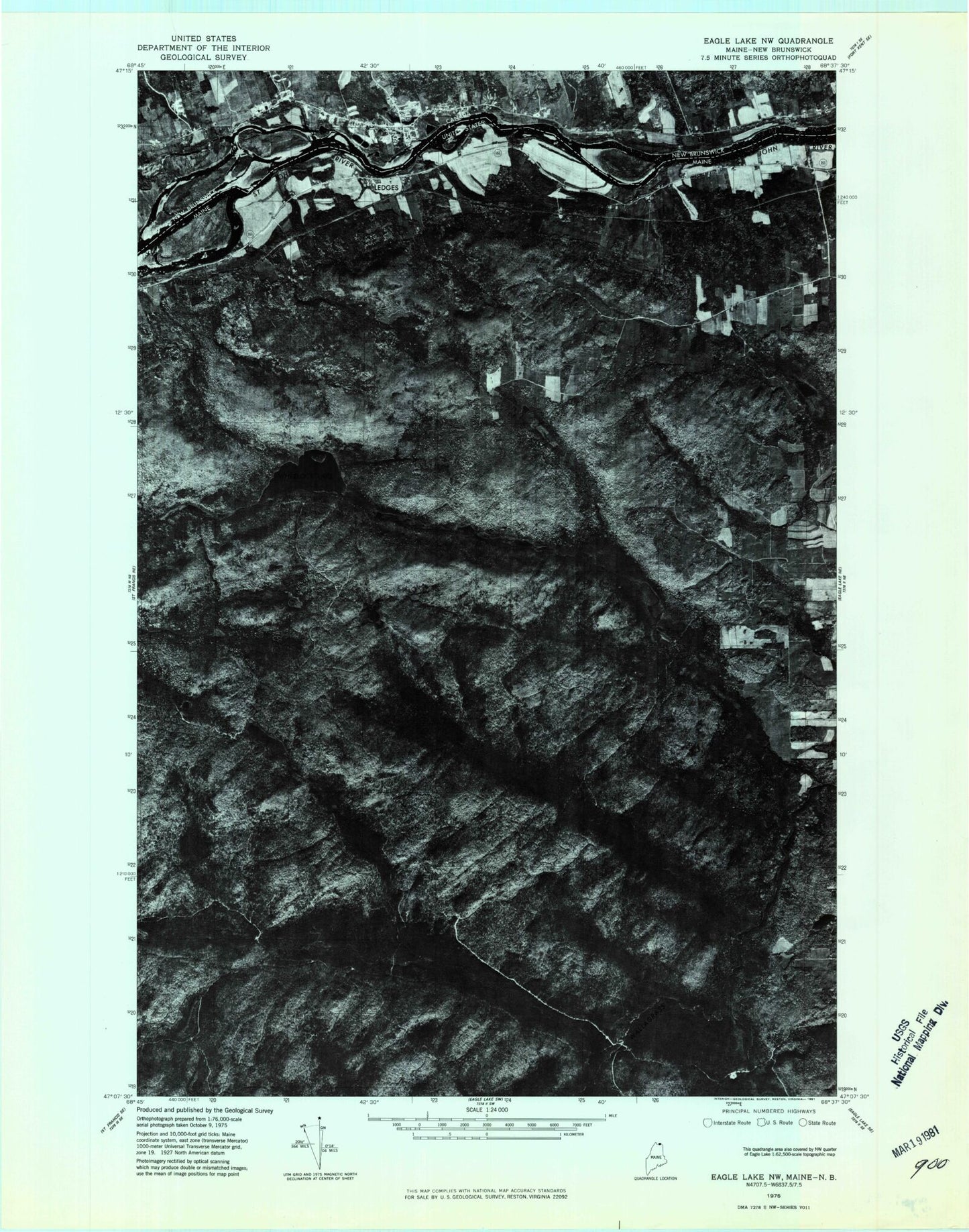Classic USGS Wheelock Maine 7.5'x7.5' Topo Map Image