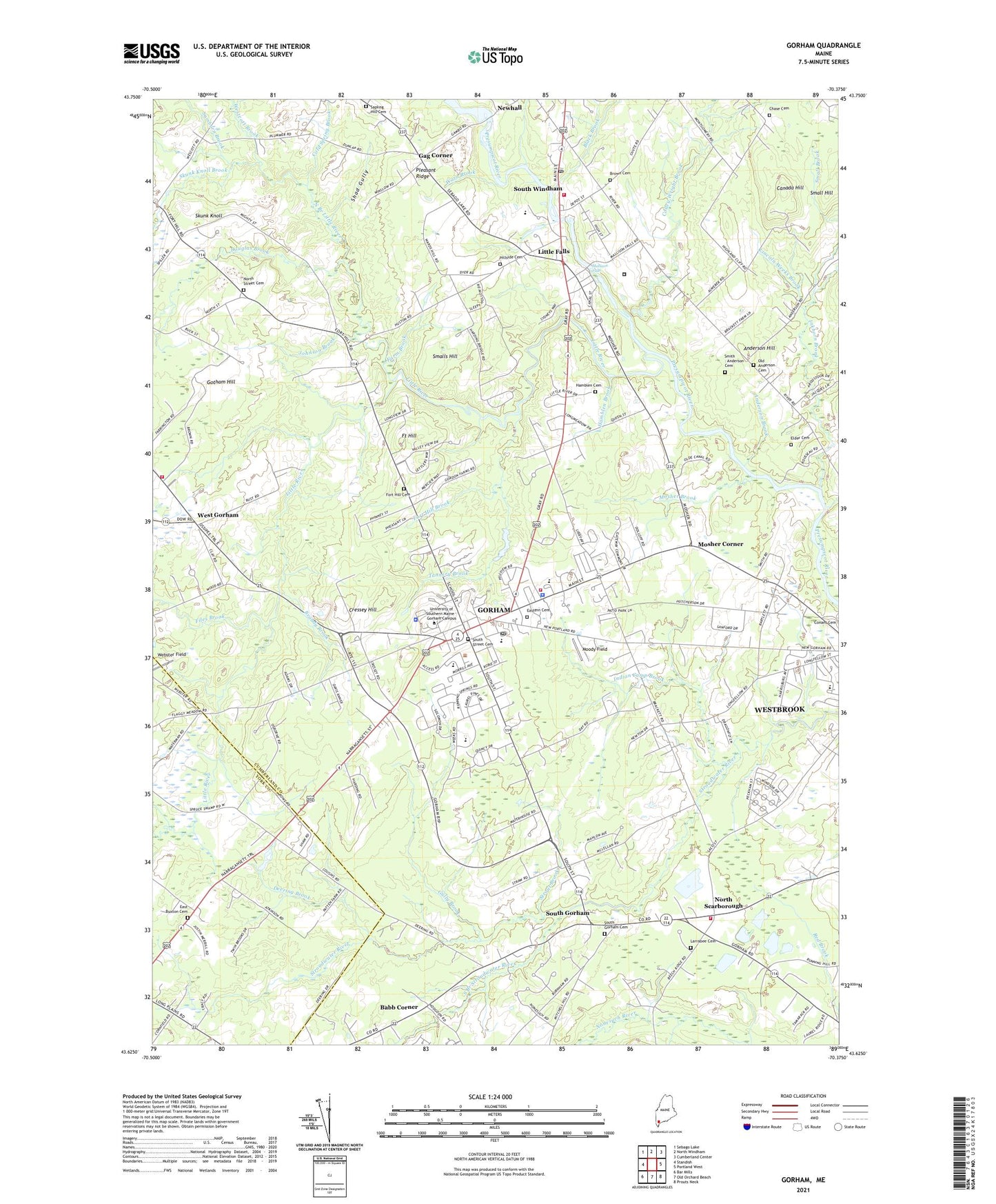 Gorham Maine US Topo Map Image