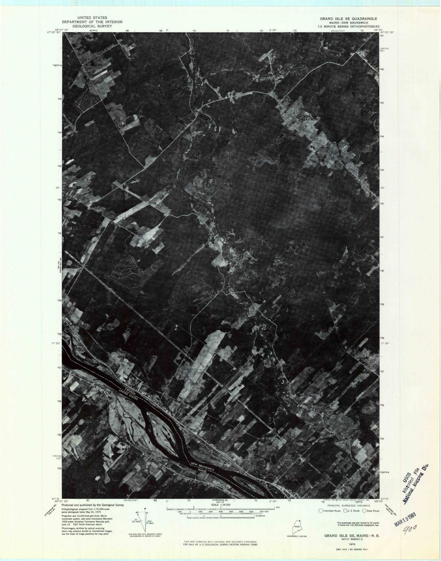 Classic USGS Lille Maine 7.5'x7.5' Topo Map Image