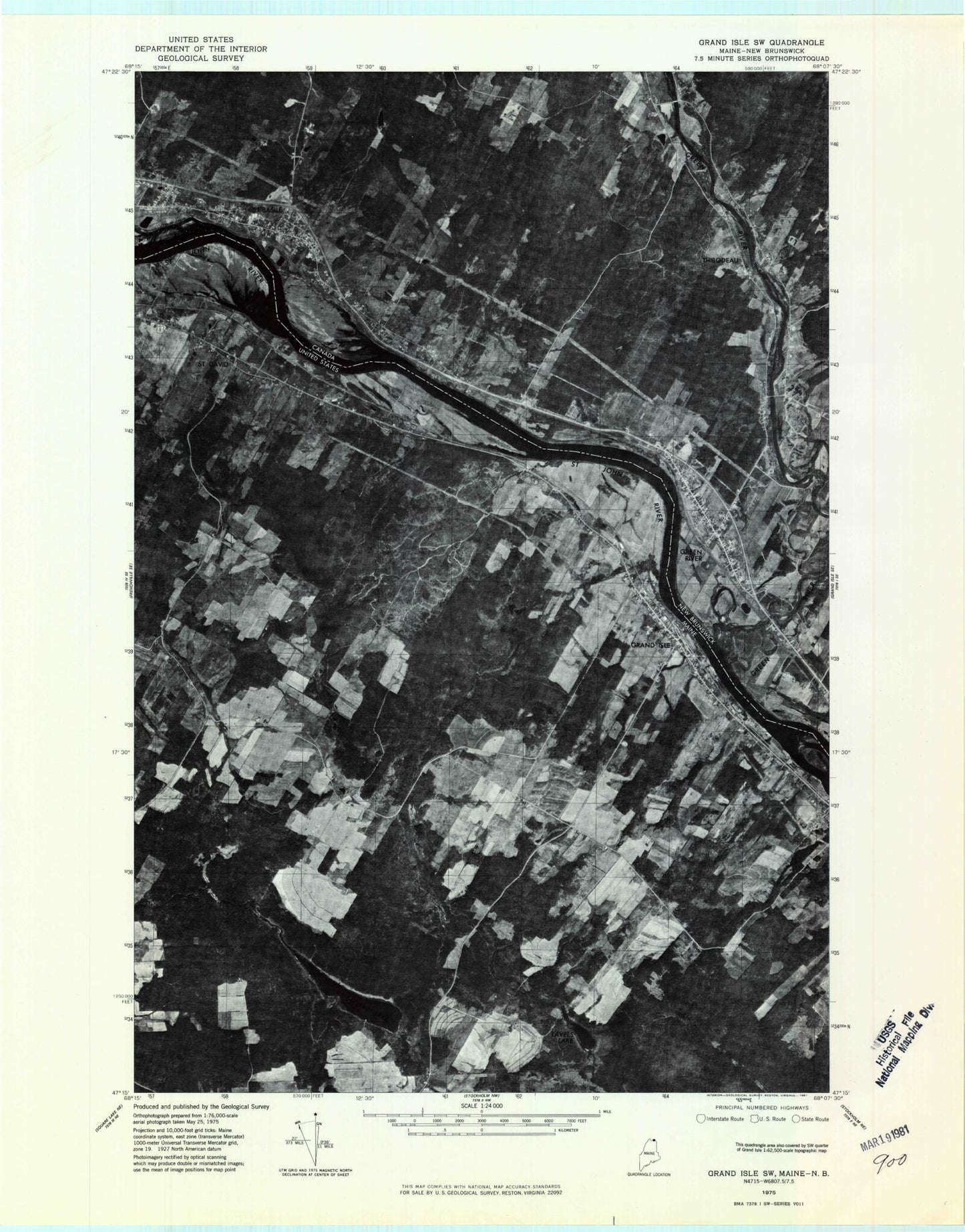 Classic USGS Grand Isle Maine 7.5'x7.5' Topo Map Image