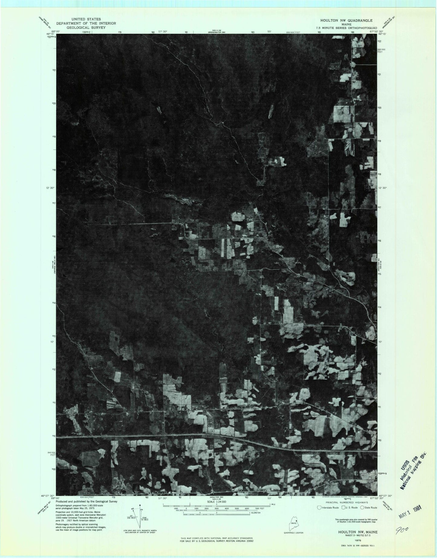 Classic USGS Twin Brook Maine 7.5'x7.5' Topo Map Image
