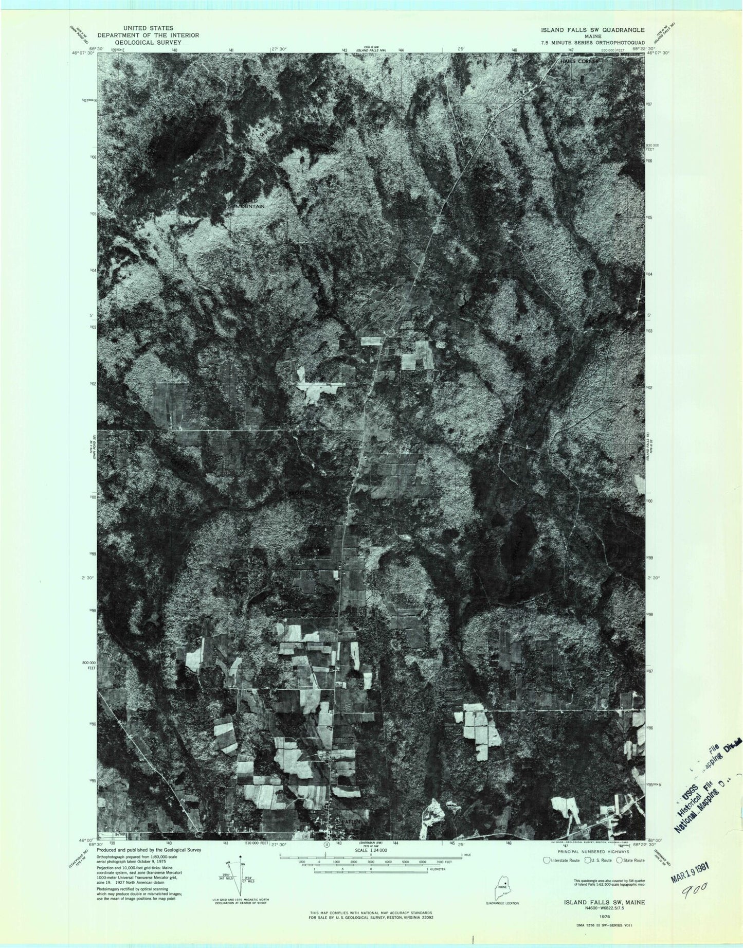 Classic USGS Mount Chase Maine 7.5'x7.5' Topo Map Image