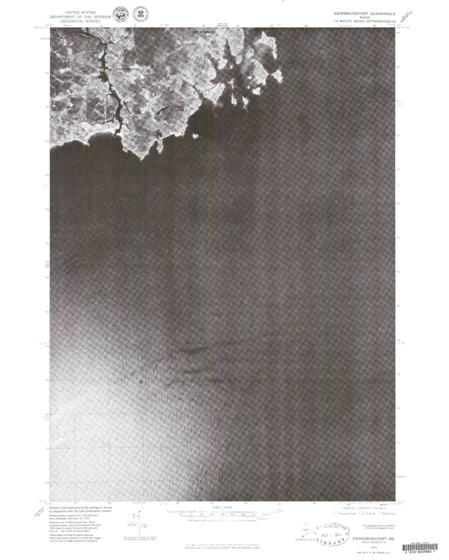 Classic USGS Kennebunkport Maine 7.5'x7.5' Topo Map Image