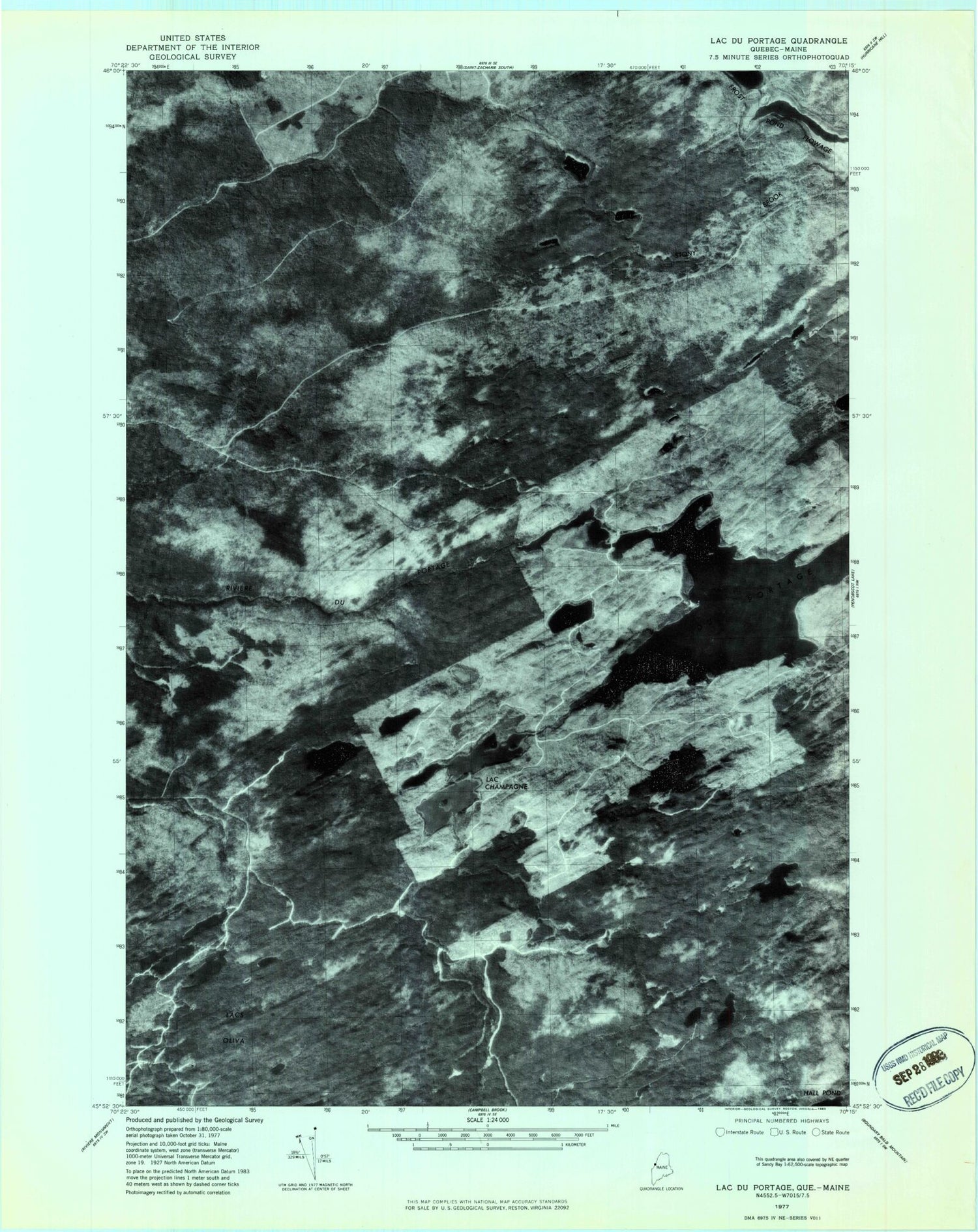 Classic USGS Fisher Ponds Maine 7.5'x7.5' Topo Map Image