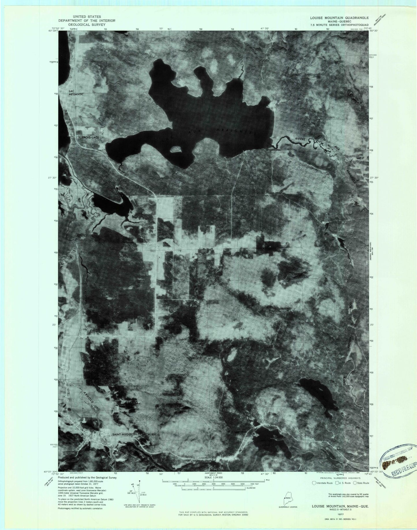 Classic USGS Louise Mountain Maine 7.5'x7.5' Topo Map Image
