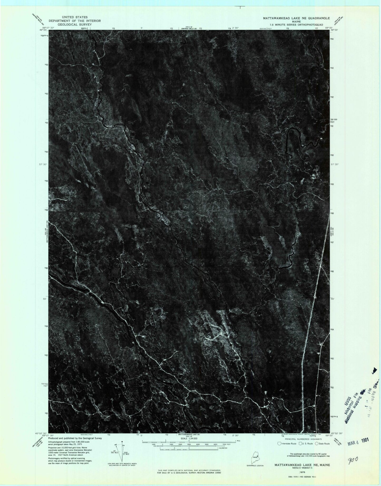 Classic USGS Monument Brook Maine 7.5'x7.5' Topo Map Image