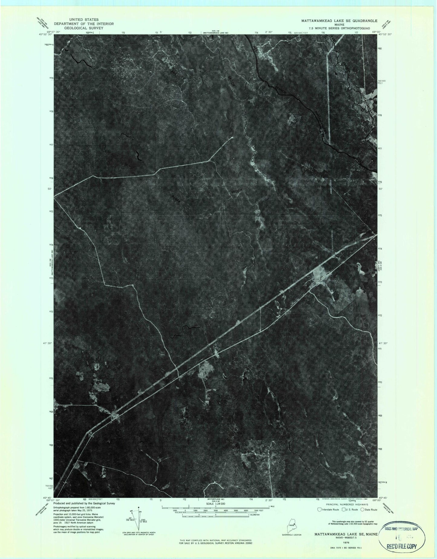 Classic USGS Alder Brook Maine 7.5'x7.5' Topo Map Image
