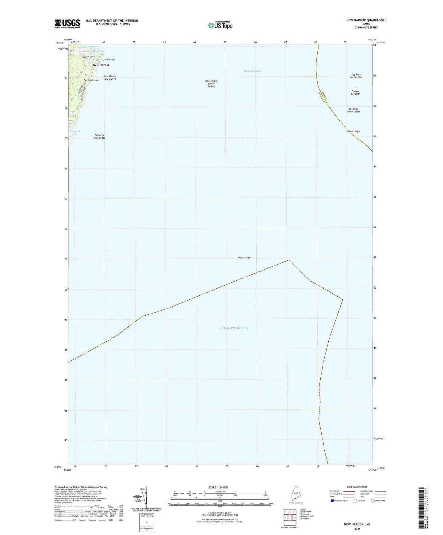 New Harbor Maine US Topo Map Image