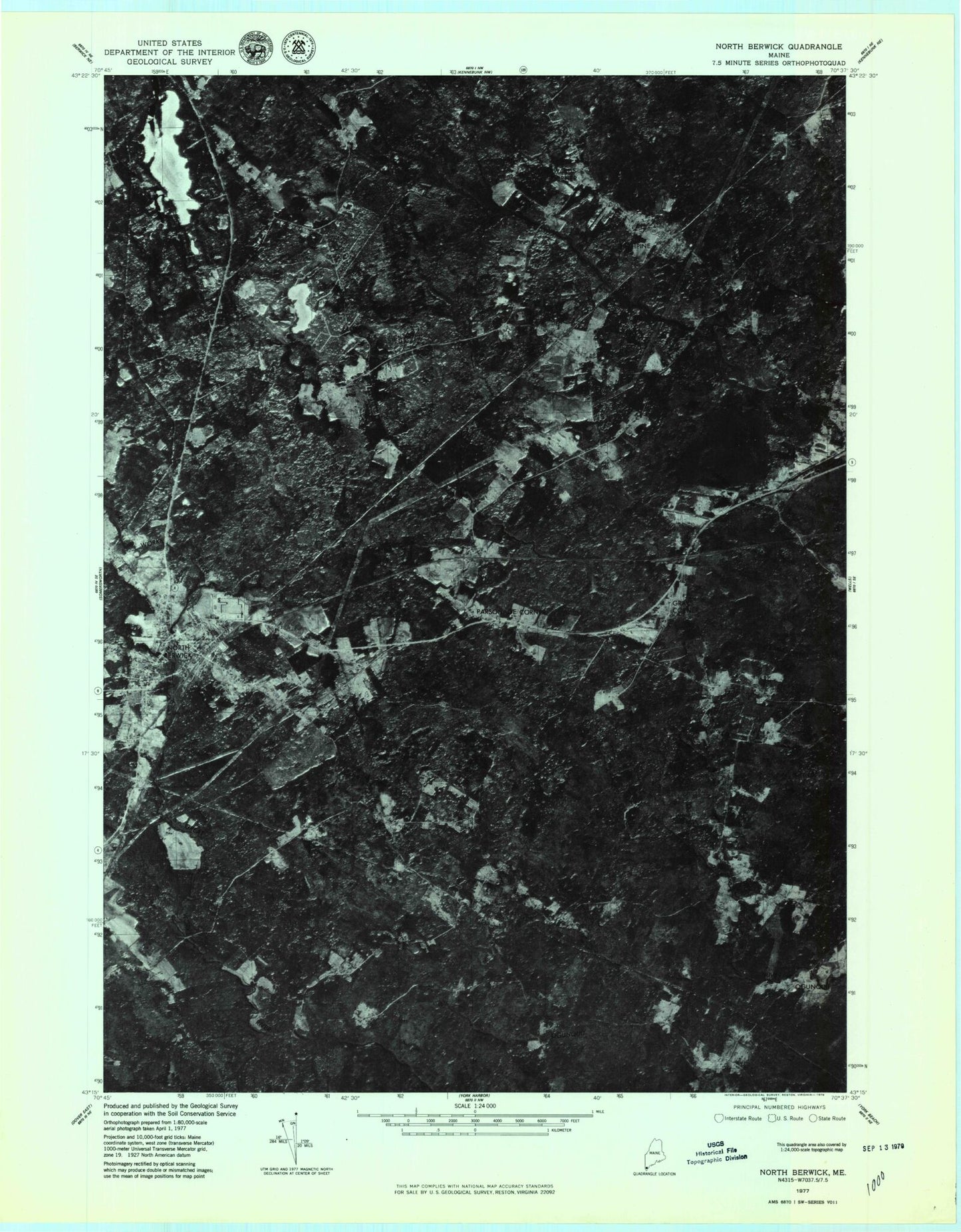 Classic USGS North Berwick Maine 7.5'x7.5' Topo Map Image