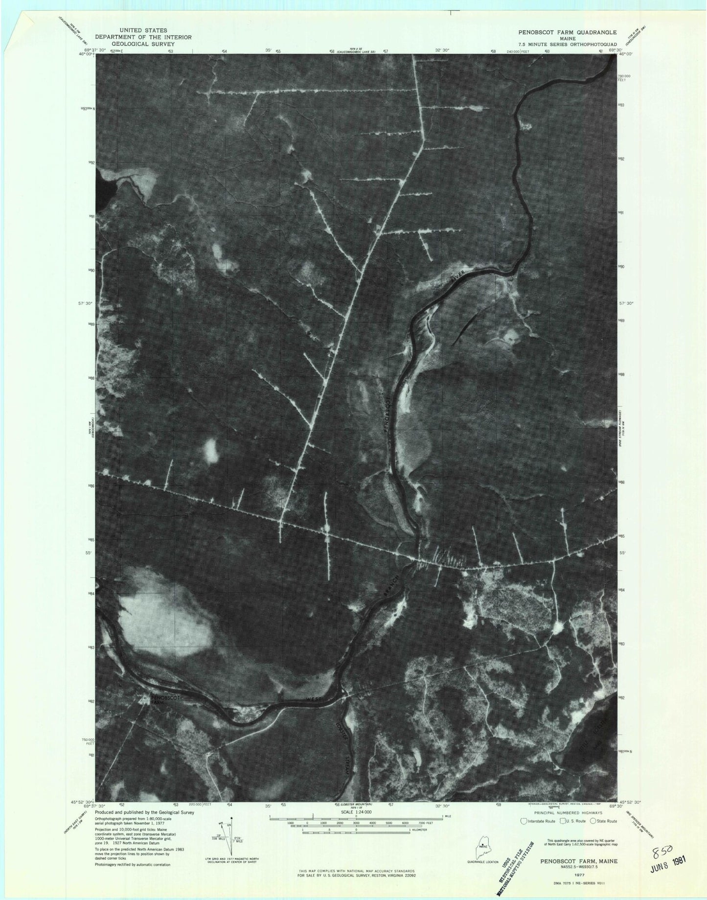 Classic USGS Penobscot Farm Maine 7.5'x7.5' Topo Map Image