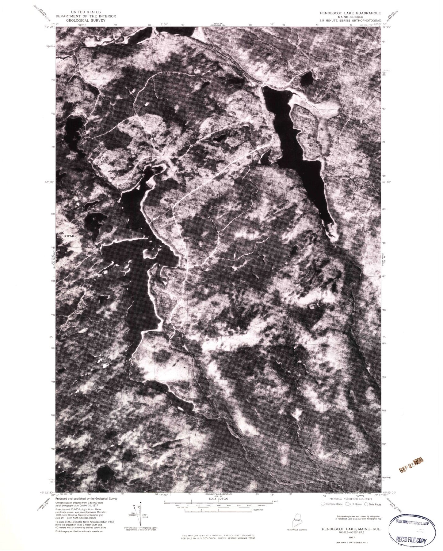Classic USGS Penobscot Lake Maine 7.5'x7.5' Topo Map Image