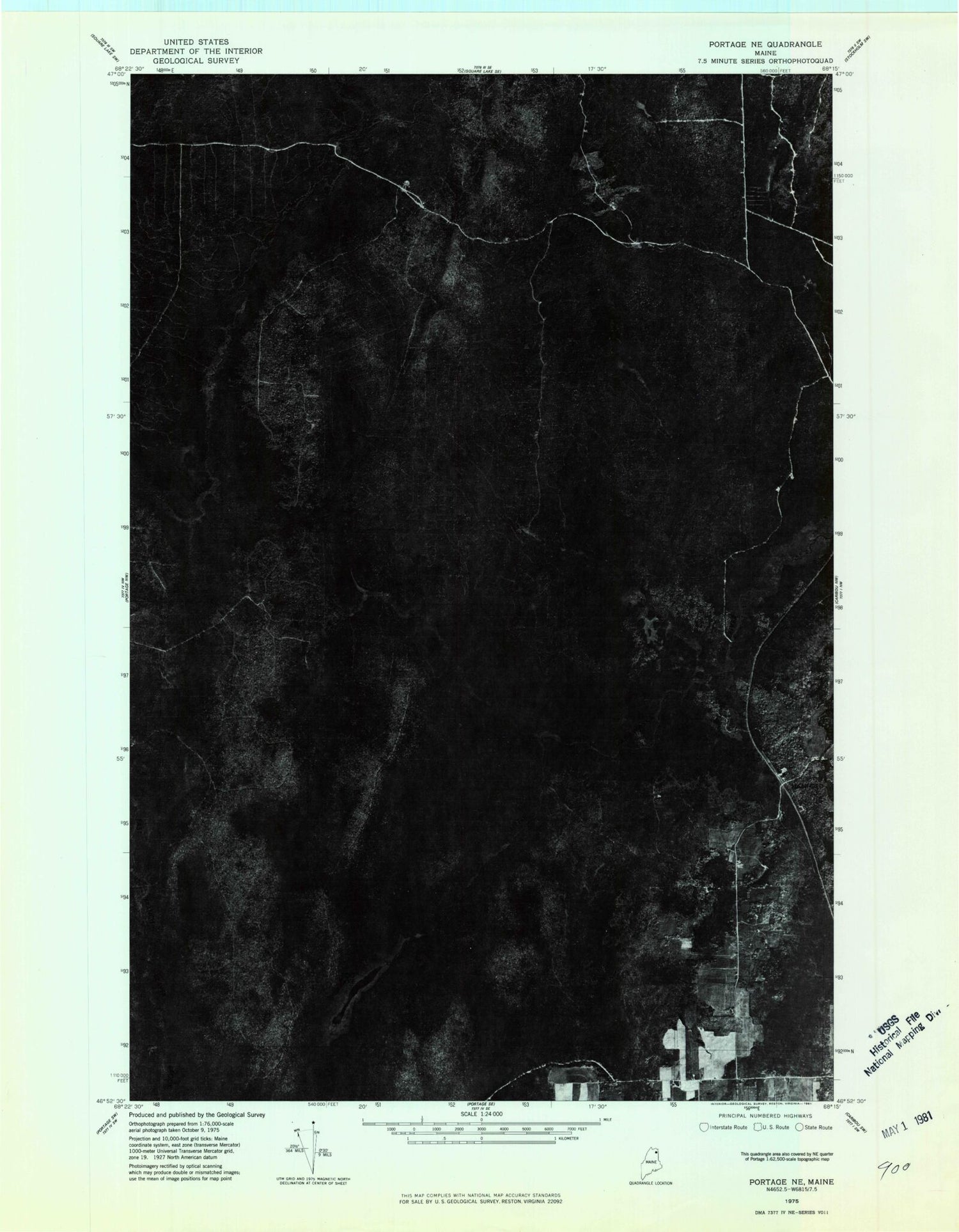 Classic USGS Hanford Maine 7.5'x7.5' Topo Map Image