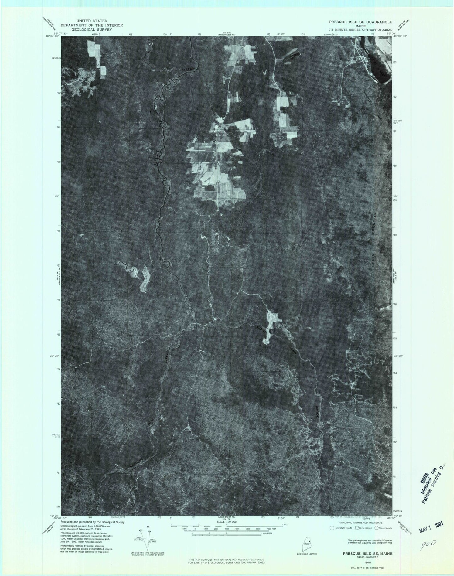 Classic USGS Echo Lake Maine 7.5'x7.5' Topo Map Image