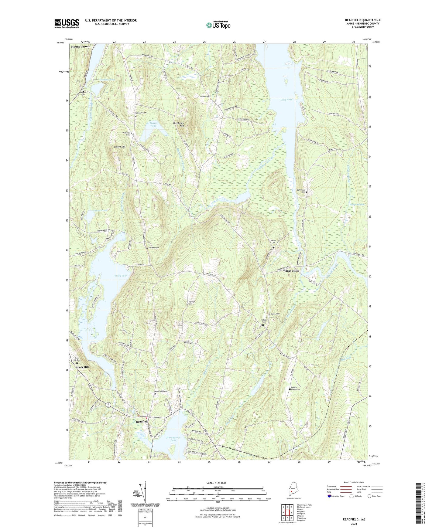 Readfield Maine US Topo Map Image