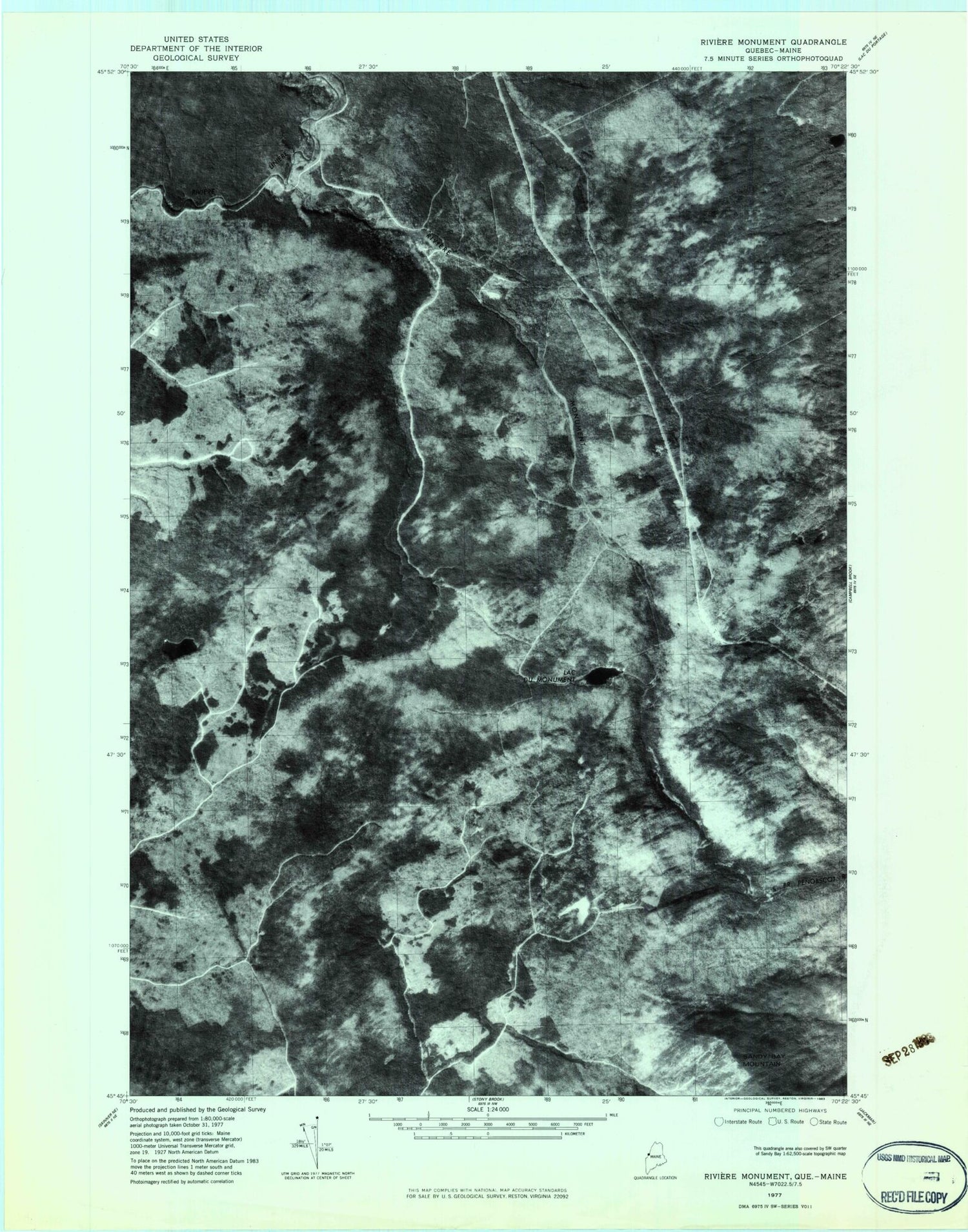 Classic USGS Sandy Bay Mountain Maine 7.5'x7.5' Topo Map Image