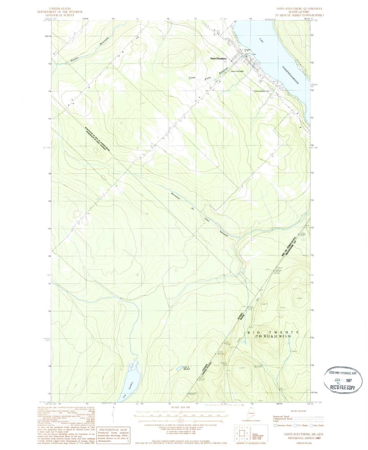 Classic USGS Saint Eleuthere Quebec 7.5'x7.5' Topo Map Image