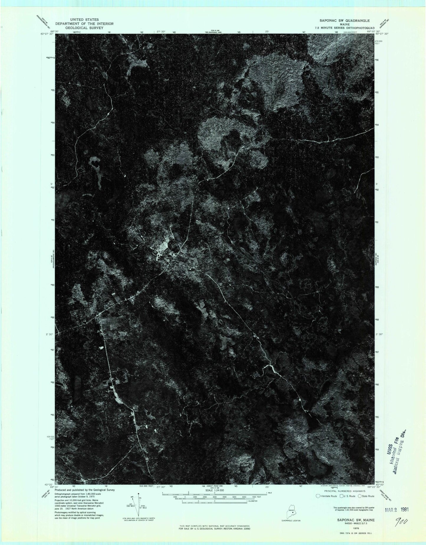 Classic USGS Greenfield Maine 7.5'x7.5' Topo Map Image