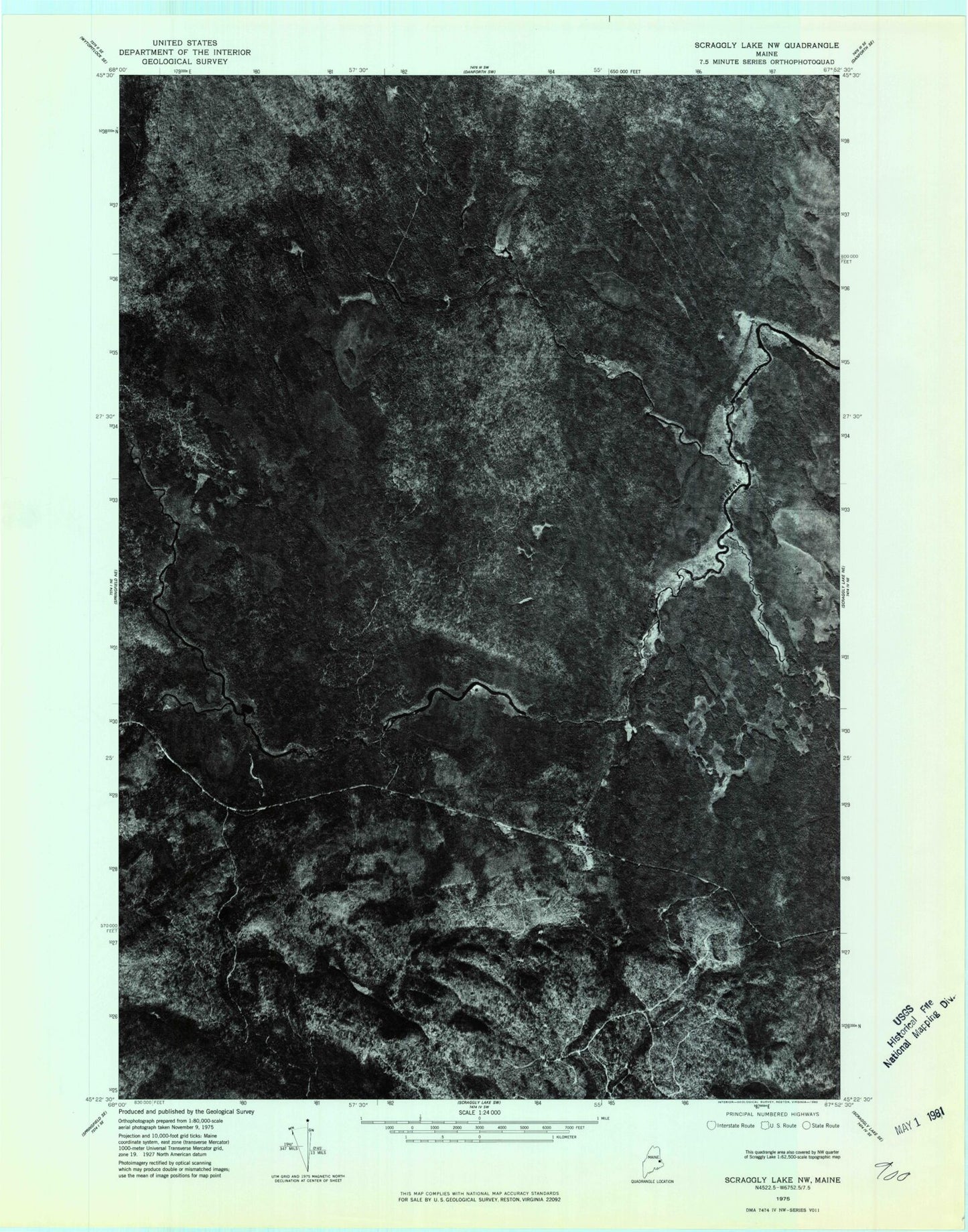 Classic USGS Dill Hill Maine 7.5'x7.5' Topo Map Image