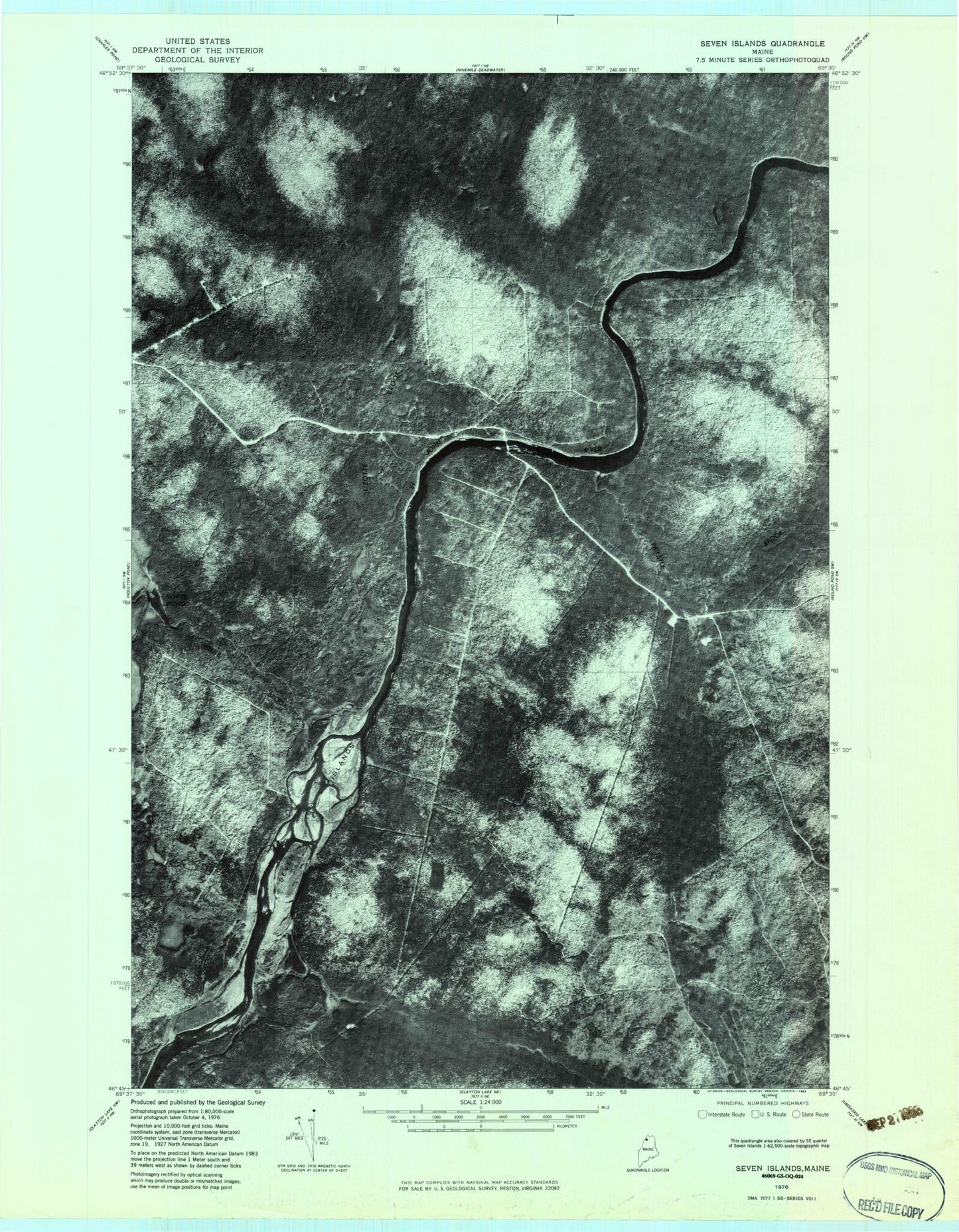Classic USGS Seven Islands Maine 7.5'x7.5' Topo Map Image