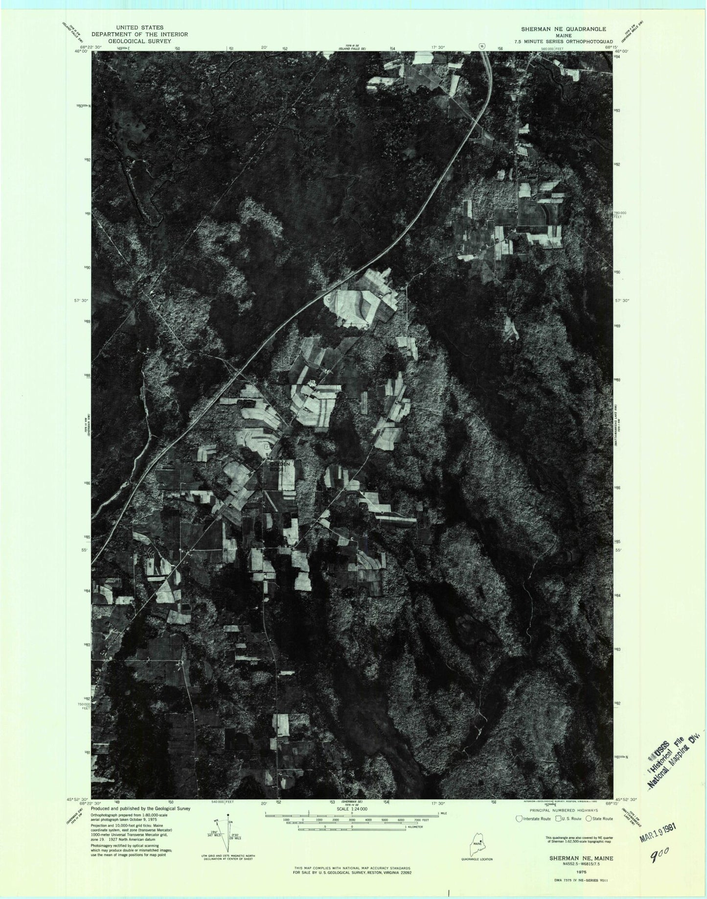 Classic USGS Crystal Maine 7.5'x7.5' Topo Map Image