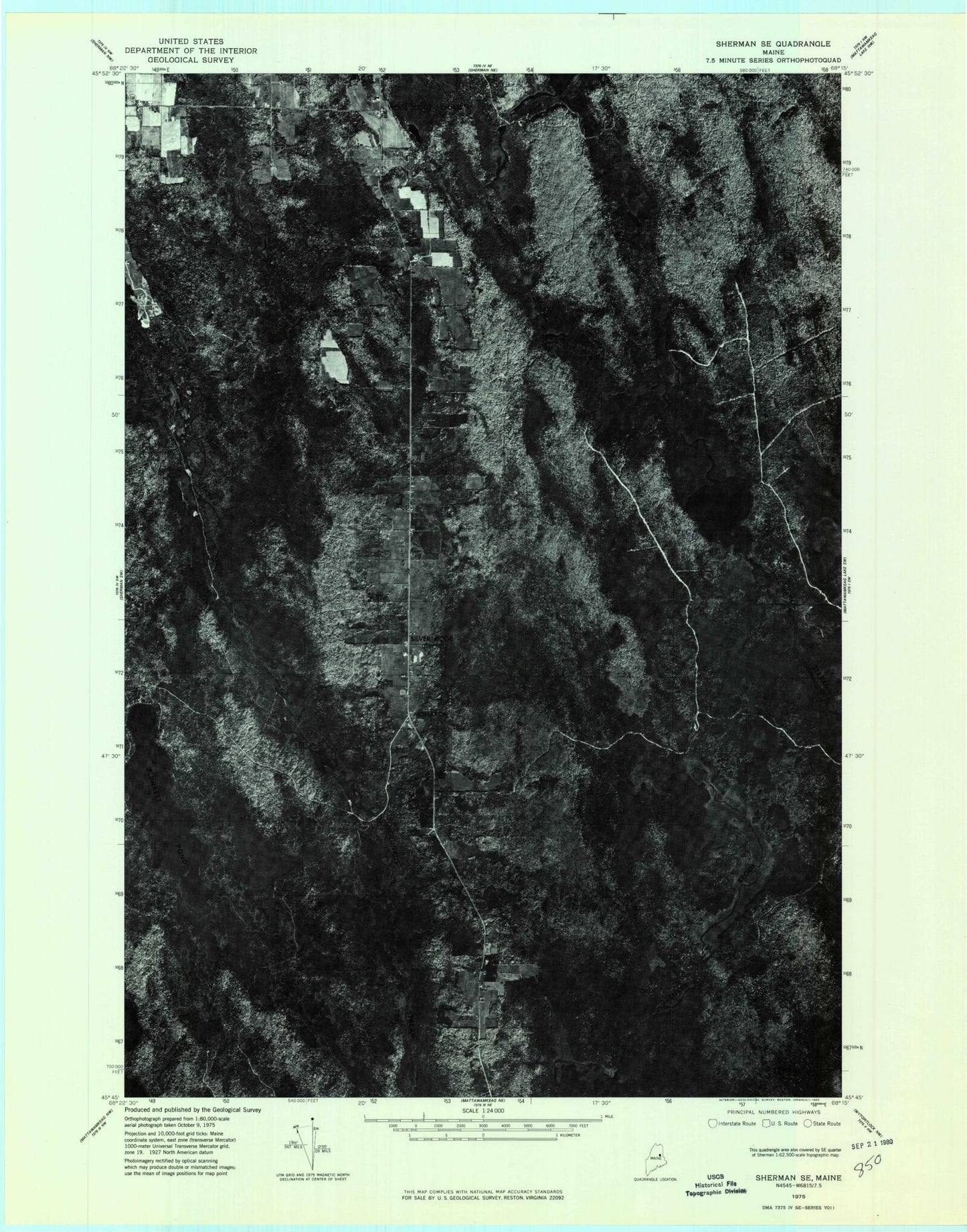 Classic USGS Monarda Maine 7.5'x7.5' Topo Map Image