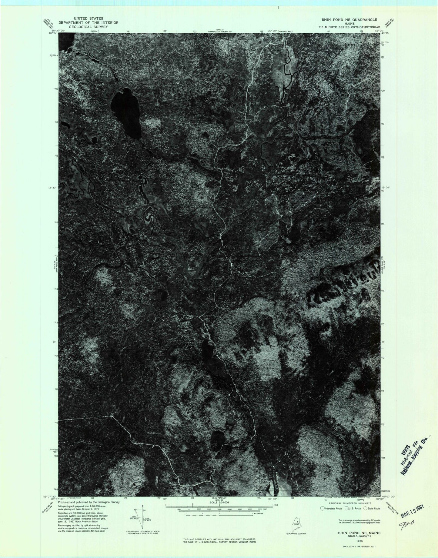 Classic USGS Hay Brook Mountain Maine 7.5'x7.5' Topo Map Image