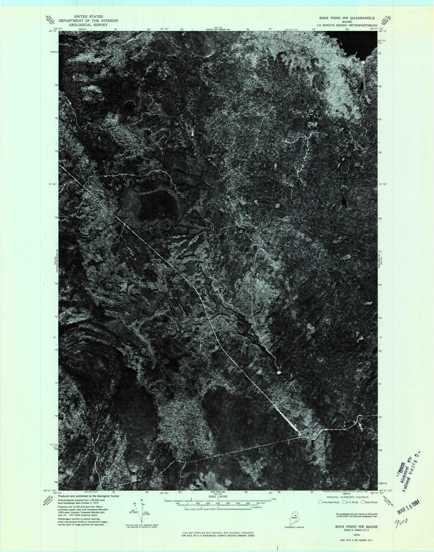 Classic USGS Hay Lake Maine 7.5'x7.5' Topo Map Image