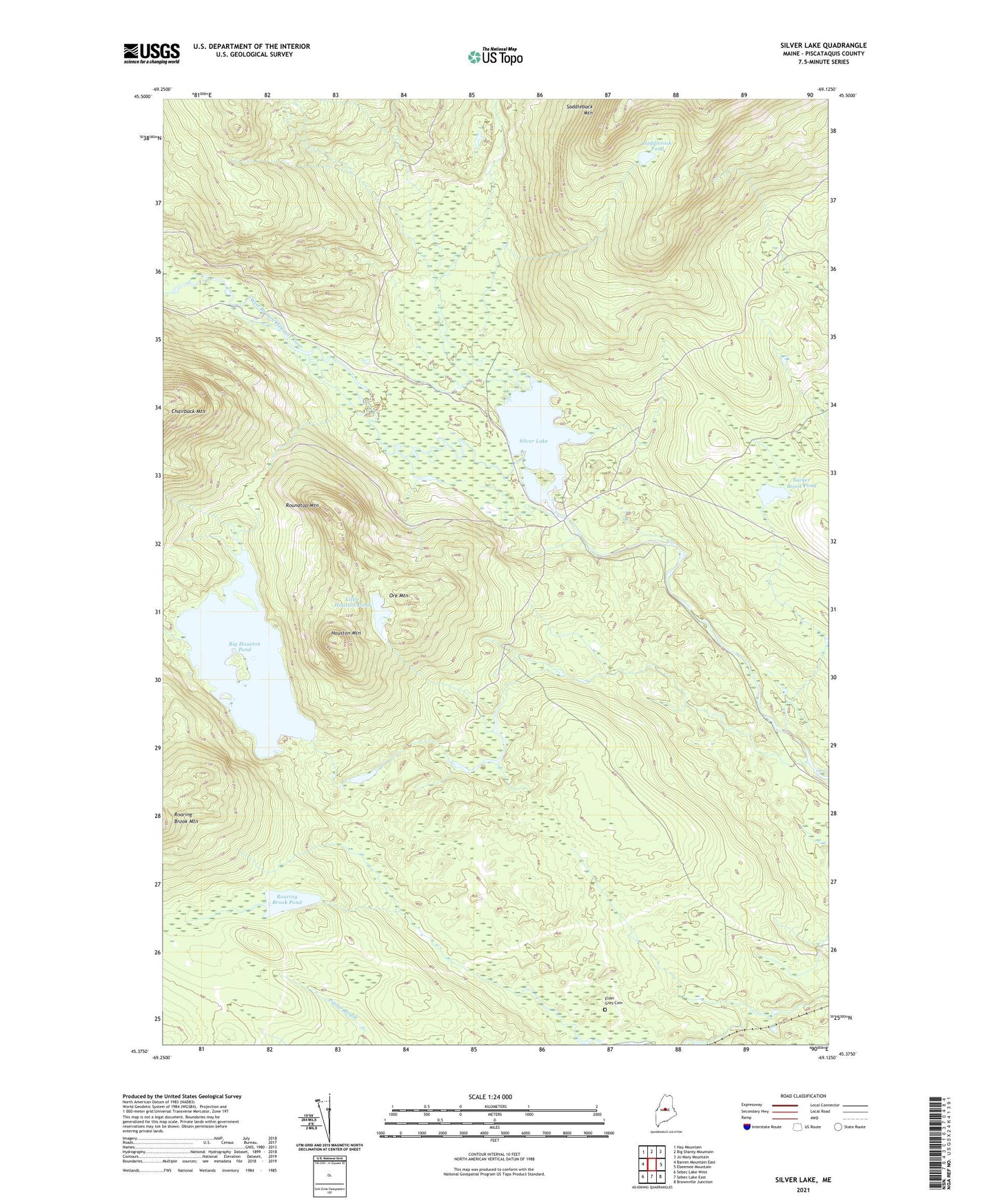 Silver Lake Maine US Topo Map Image