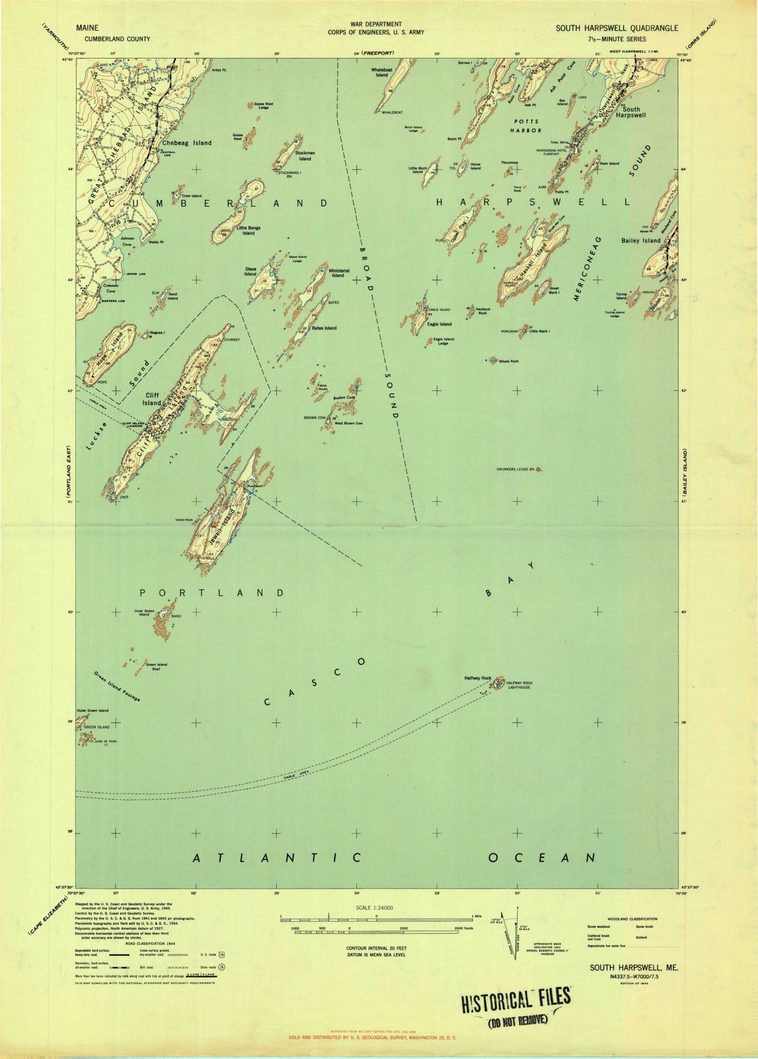 Classic USGS South Harpswell Maine 7.5'x7.5' Topo Map Image