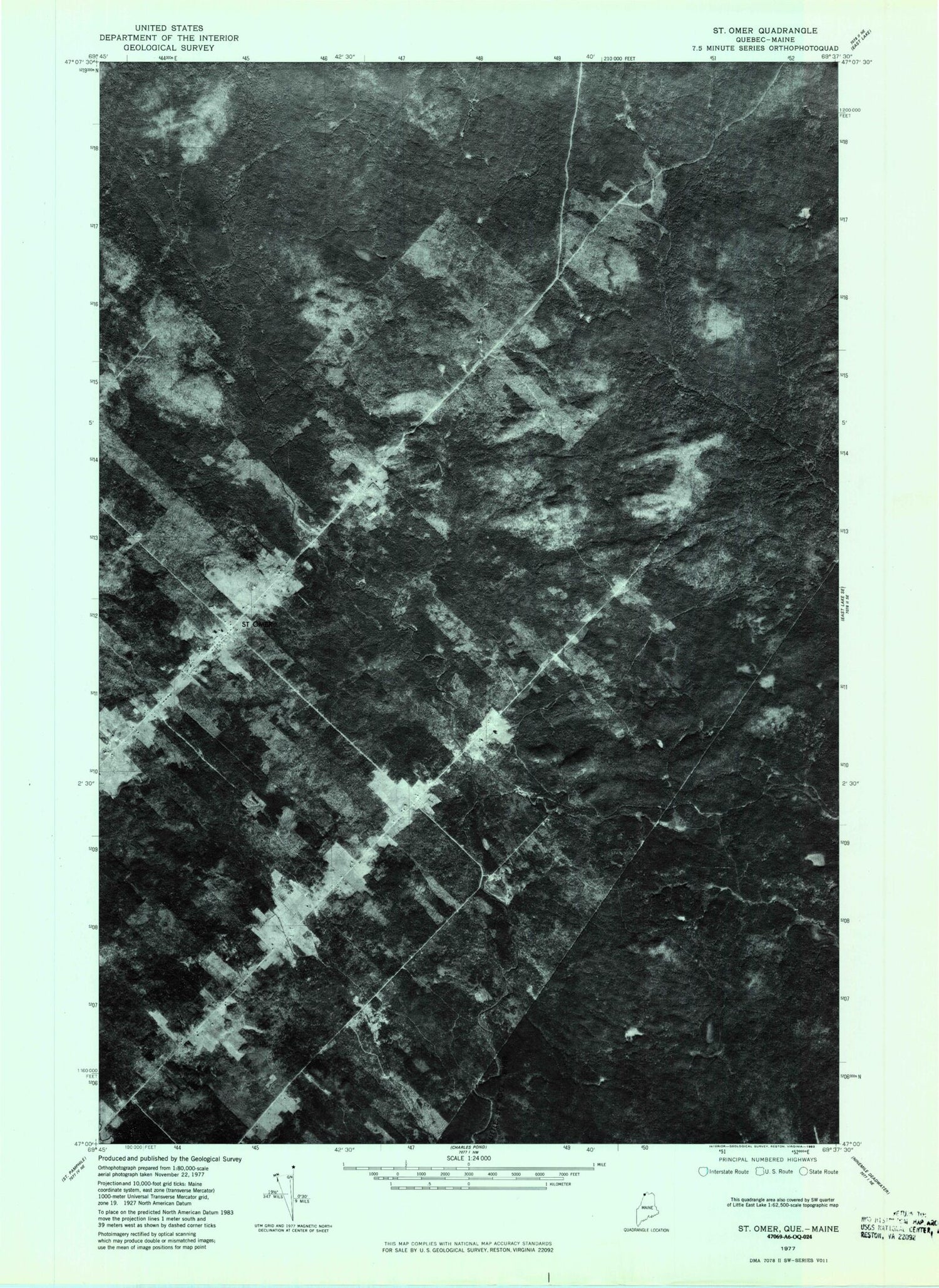 Classic USGS Saint Omer Quebec 7.5'x7.5' Topo Map Image