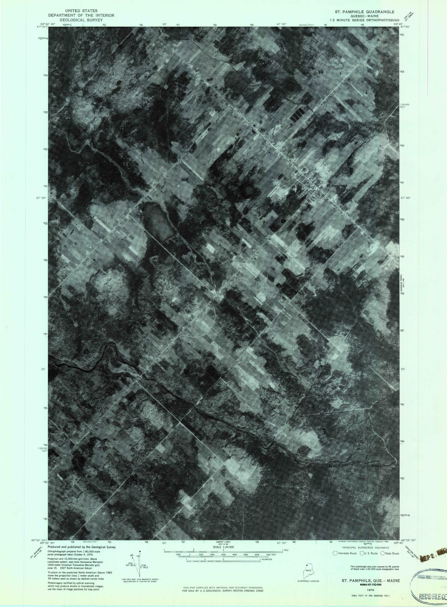 Classic USGS Saint Pamphile Quebec 7.5'x7.5' Topo Map Image
