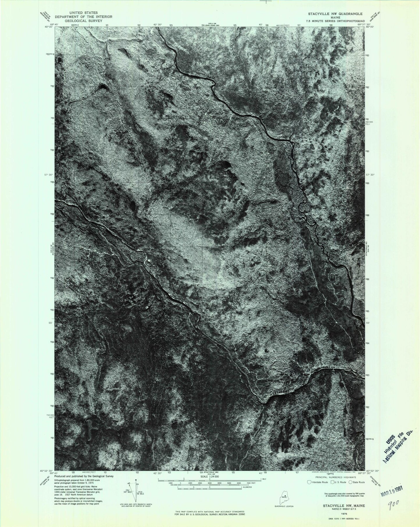 Classic USGS Deasey Mountain Maine 7.5'x7.5' Topo Map Image