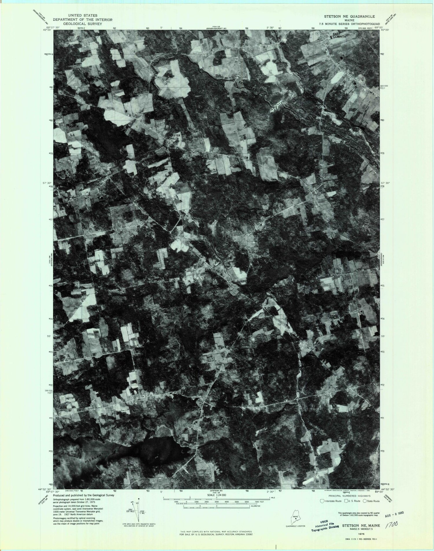 Classic USGS West Corinth Maine 7.5'x7.5' Topo Map Image