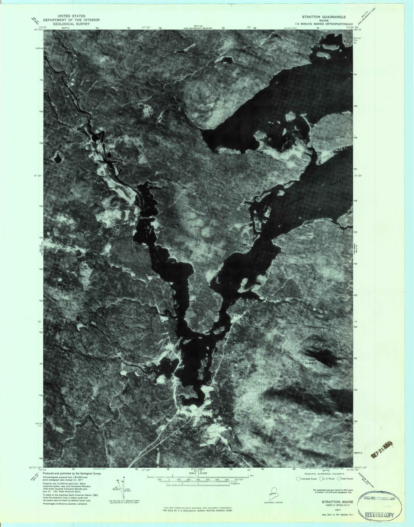 Classic USGS Stratton Maine 7.5'x7.5' Topo Map Image