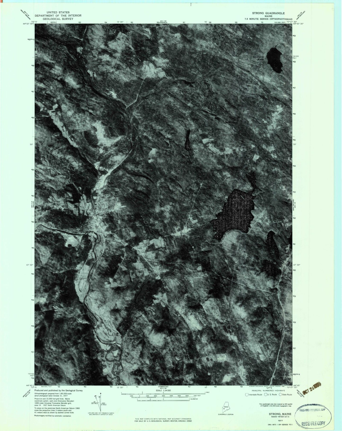 Classic USGS Strong Maine 7.5'x7.5' Topo Map Image