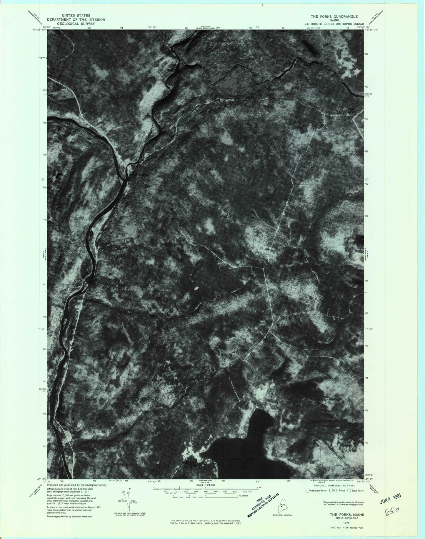 Classic USGS The Forks Maine 7.5'x7.5' Topo Map Image