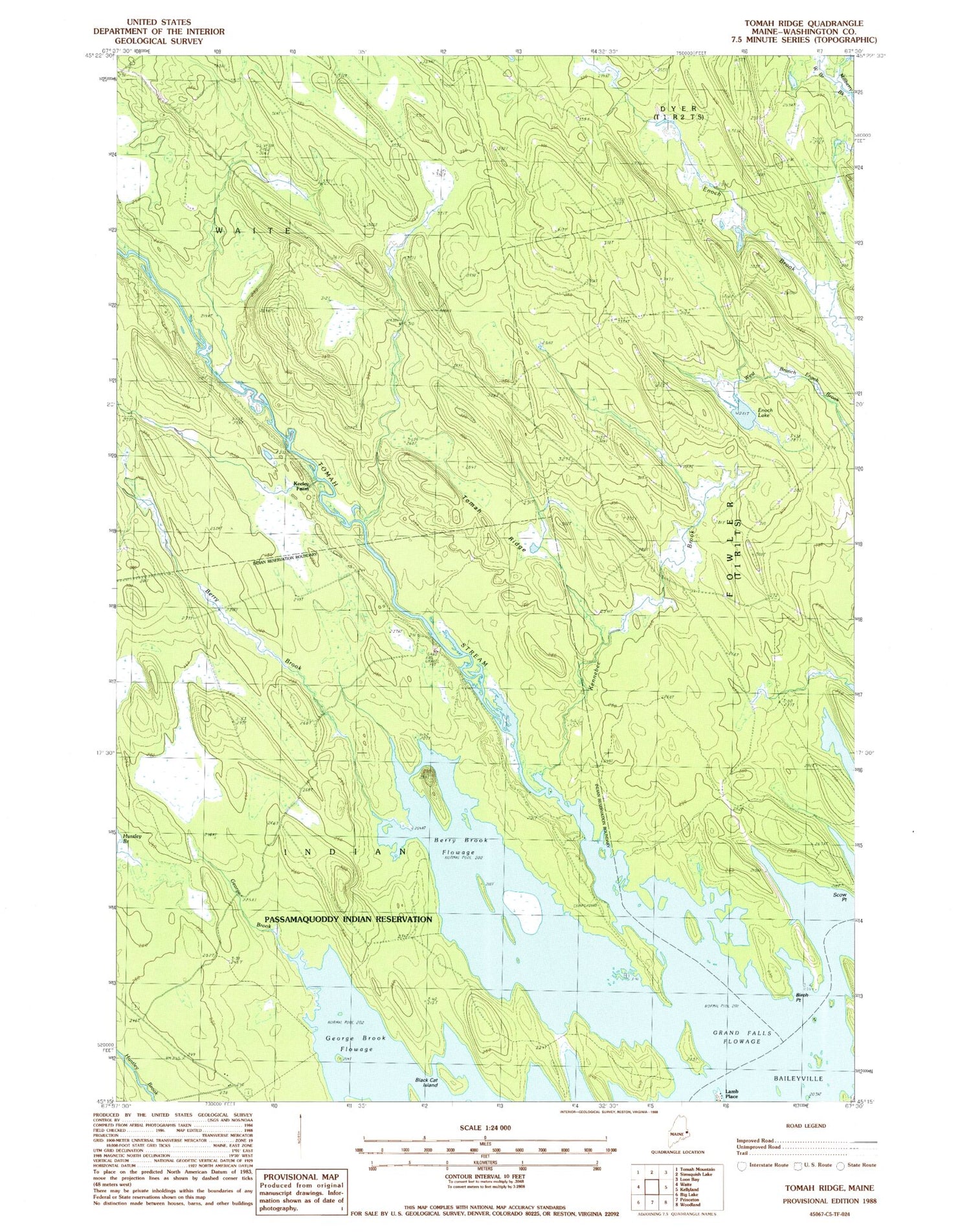 Classic USGS Tomah Ridge Maine 7.5'x7.5' Topo Map Image